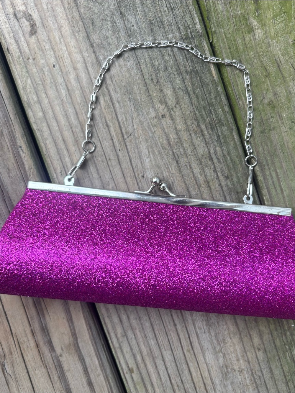 Glittery Sparkly Pink Snap Clutch